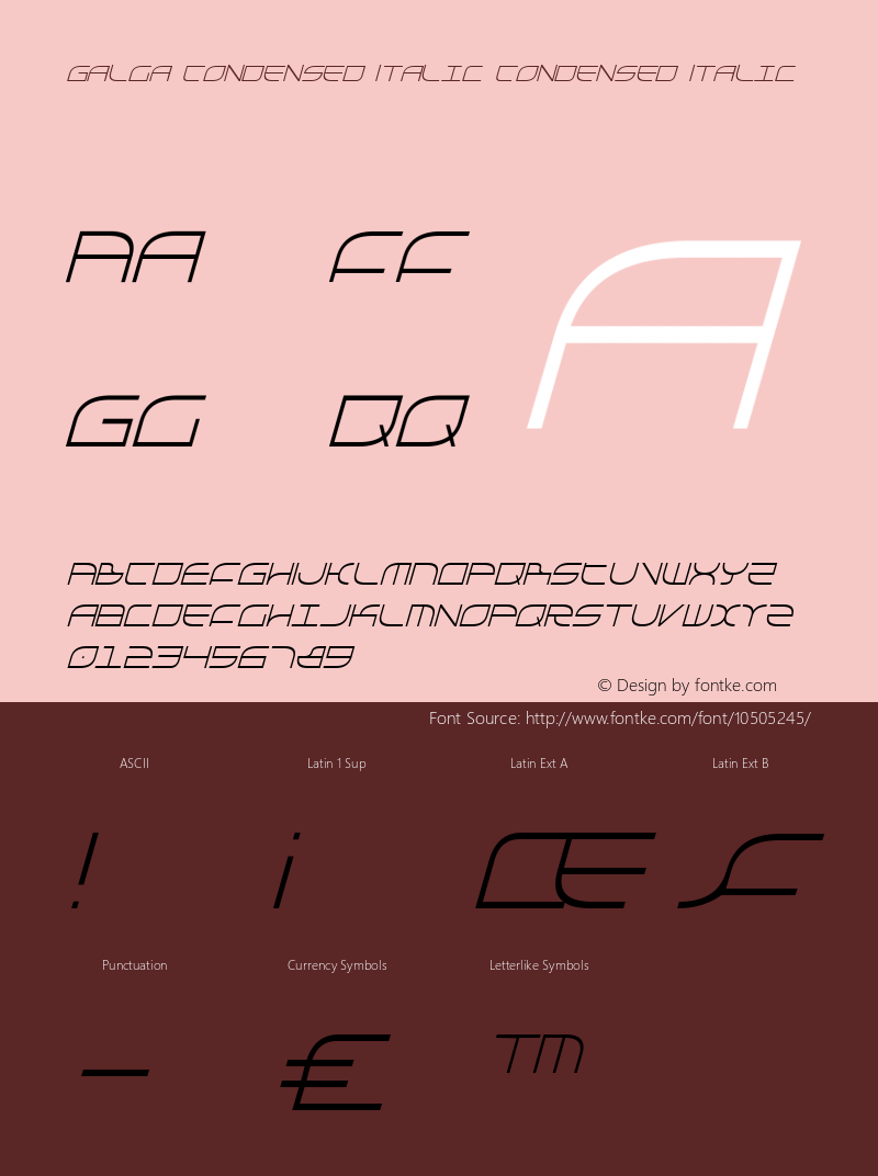 Galga Condensed Italic Condensed Italic 001.000 Font Sample