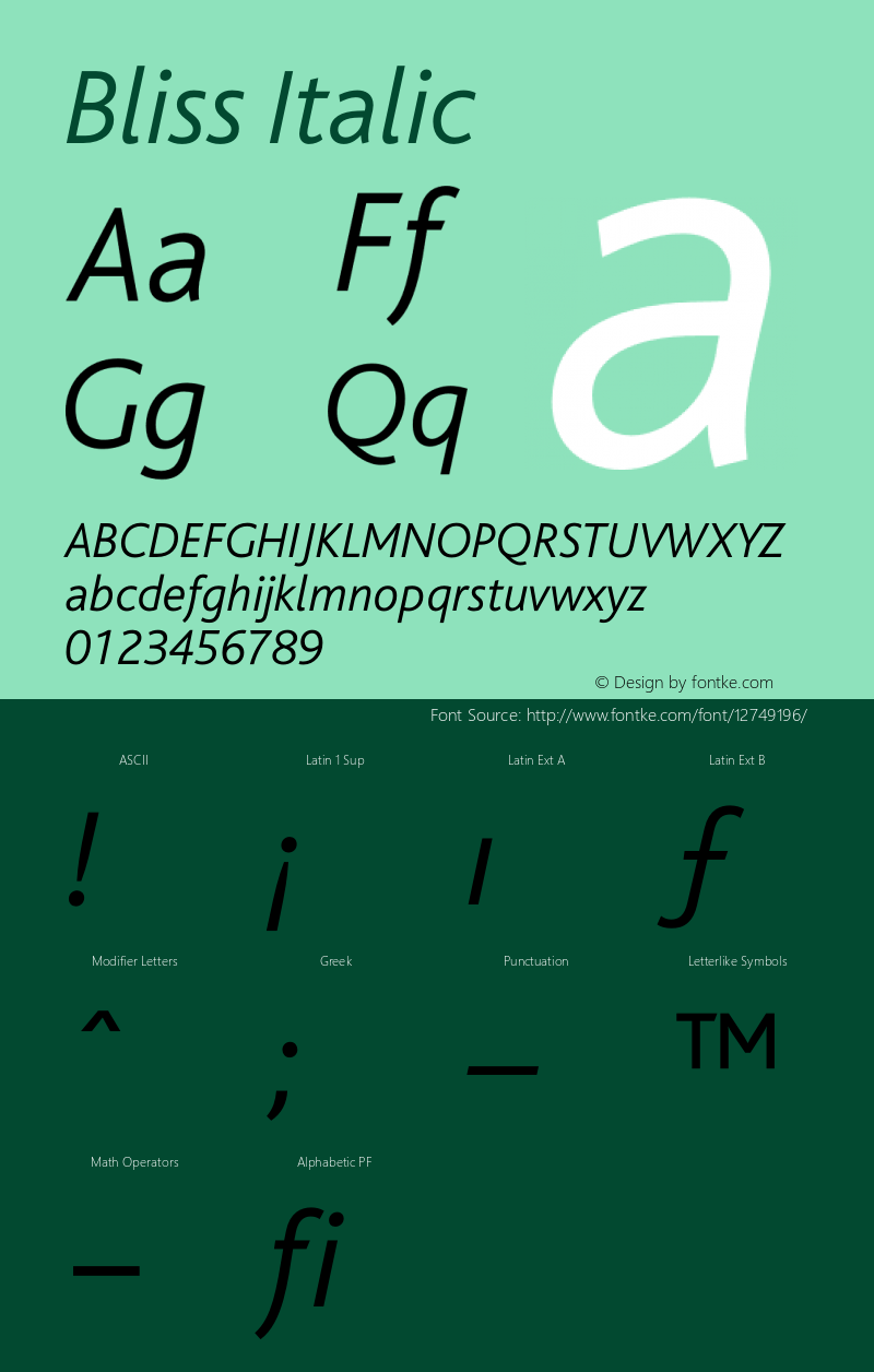 Bliss Italic Version 1.000;PS 001.001;hotconv 1.0.38 Font Sample