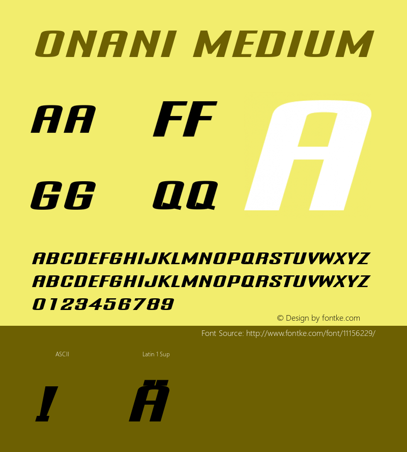 Onani Medium Version 001.000 Font Sample