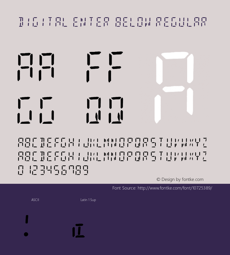 Digital Enter Below Regular Version 2.002 August 1, 2010 Font Sample