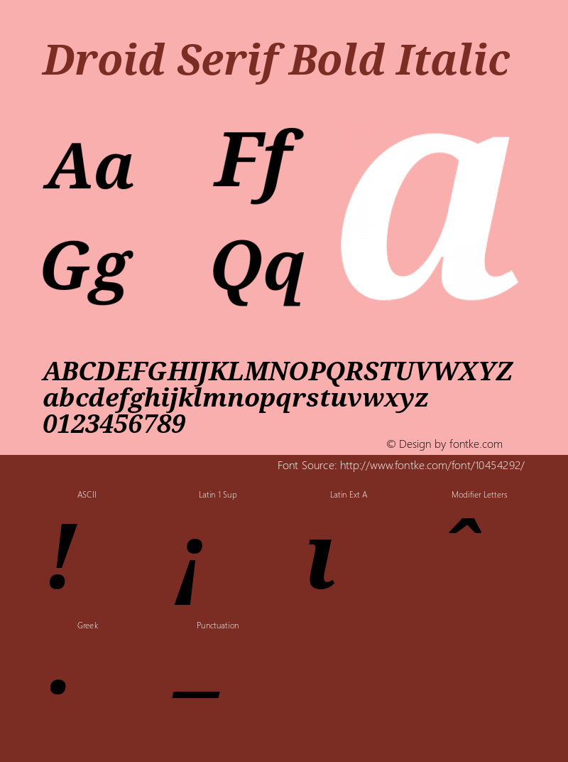 Droid Serif Bold Italic Version 1.00 build 112 Font Sample