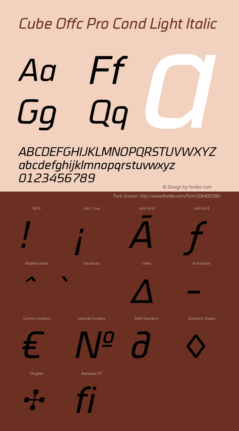 Cube Offc Pro Cond Light Italic Version 7.504; 2012; Build 1021图片样张