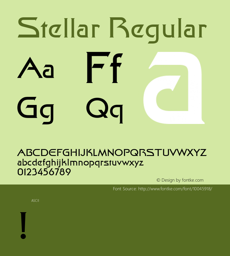 Stellar Regular 1.0 Mon Aug 15 12:50:05 1994 Font Sample