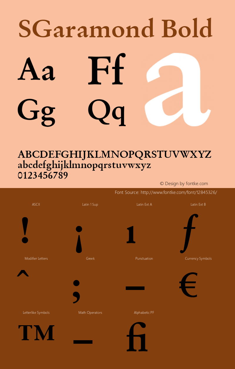 SGaramond Bold Version 2.00; 2008; Font Sample