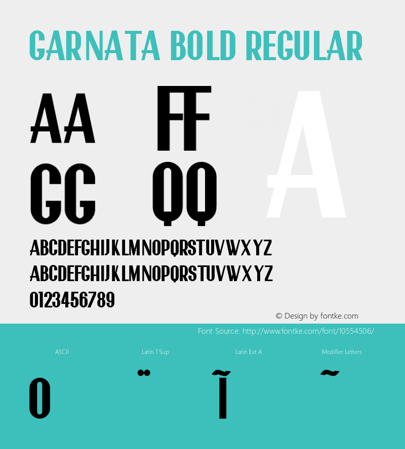 Garnata Bold Regular Version 1.000 Font Sample