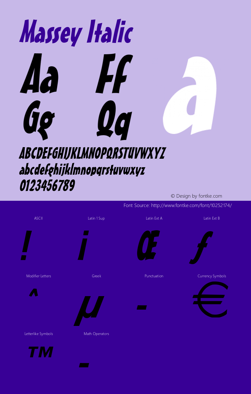 Massey Italic Macromedia Fontographer 4.1 6/28/96 Font Sample