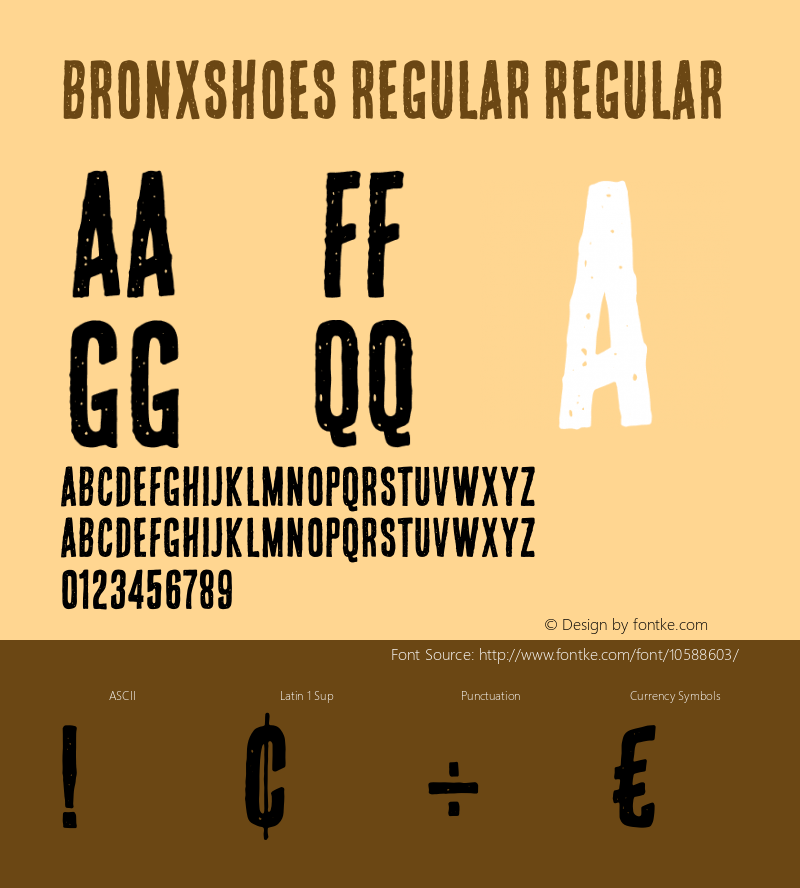 bronxshoes regular Regular Version 1.00 August 15, 2014, initial release Font Sample