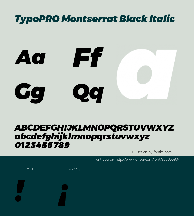 TypoPRO Montserrat Black Italic Version 6.001 Font Sample