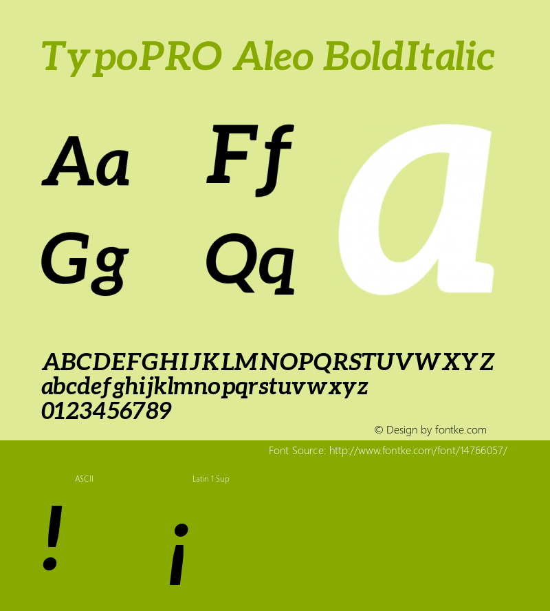 TypoPRO Aleo BoldItalic Version 1.1 Font Sample