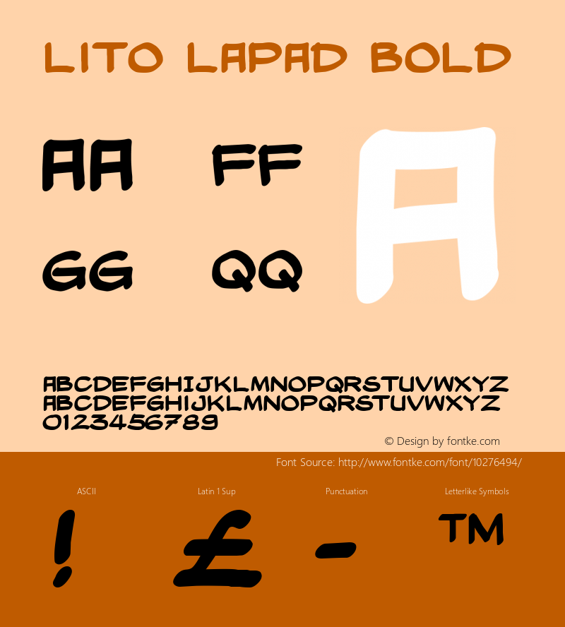 Lito Lapad Bold Macromedia Fontographer 4.1 6/15/2005 Font Sample