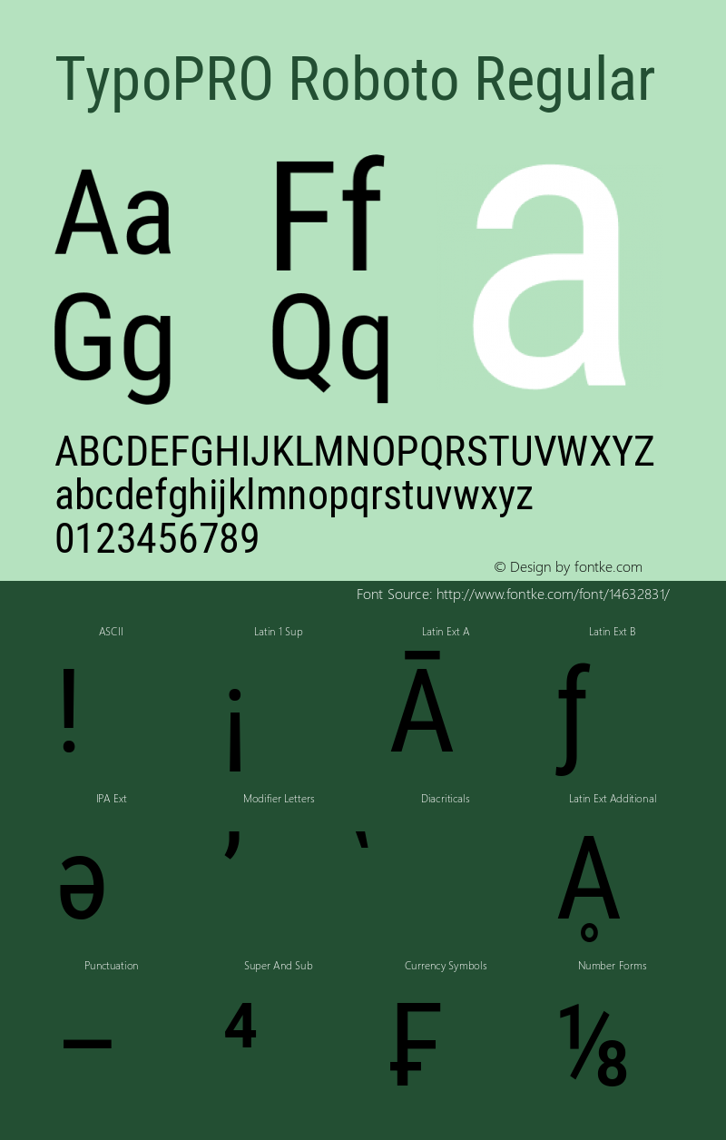 TypoPRO Roboto Regular Version 2.000980; 2014 Font Sample