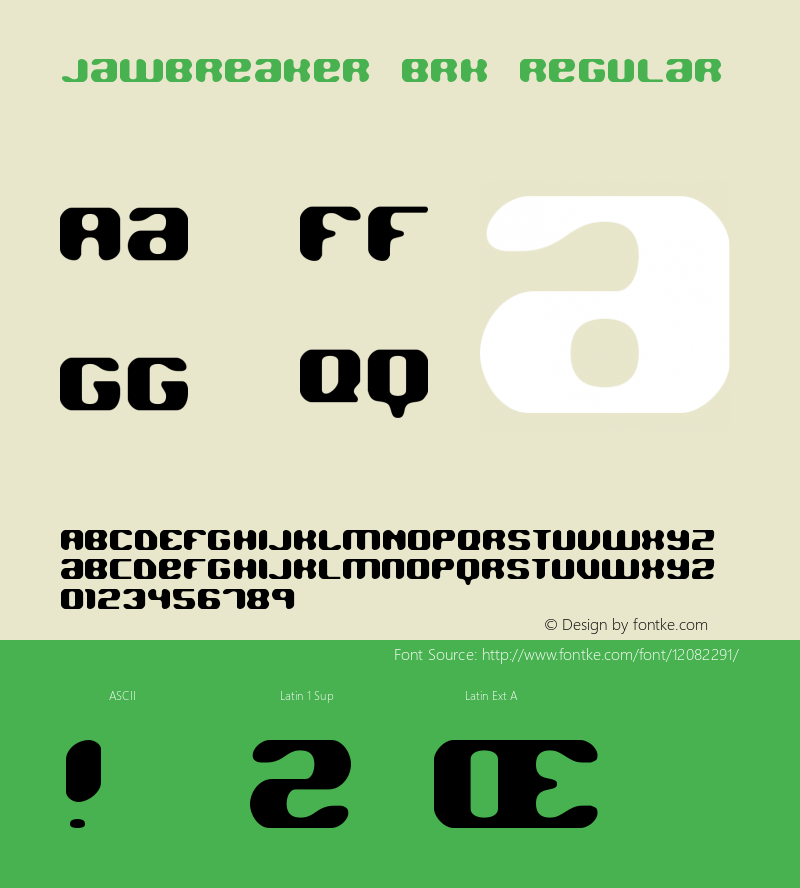 Jawbreaker BRK Regular Version 1.05 Font Sample