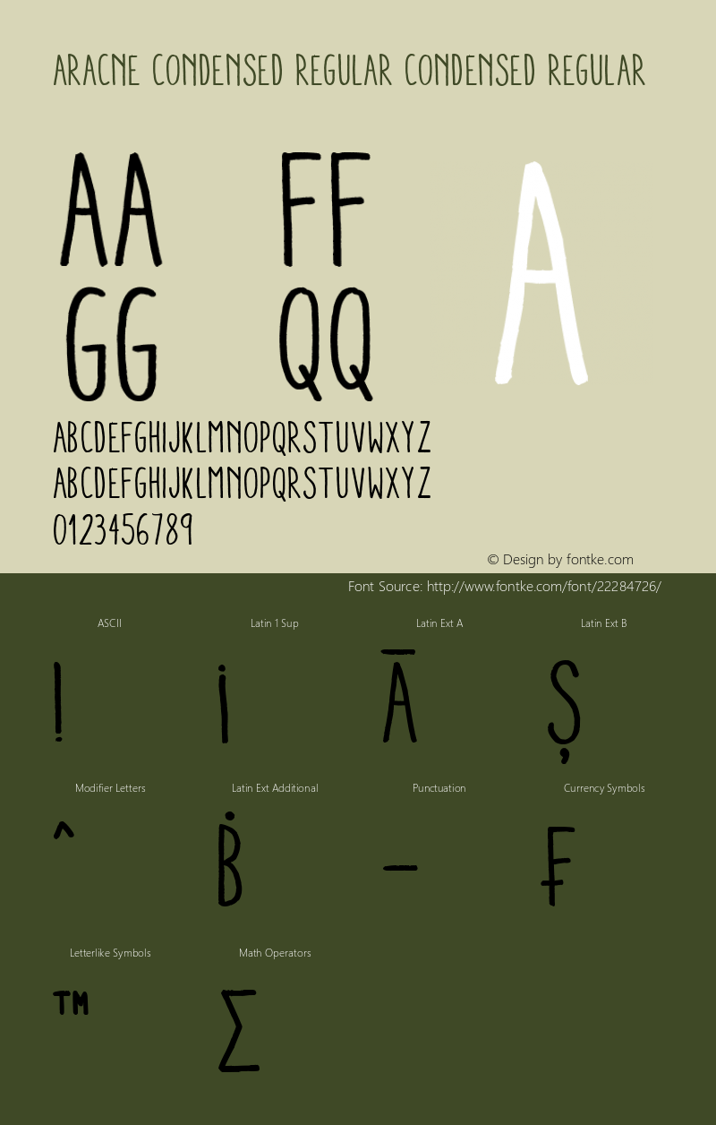 Aracne Condensed Regular Version 1.001 Font Sample