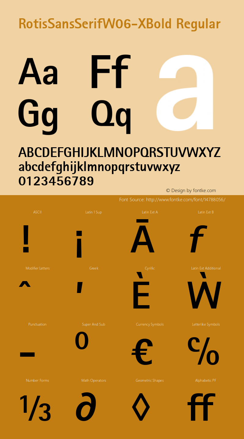 RotisSansSerifW06-XBold Regular Version 1.0 Font Sample