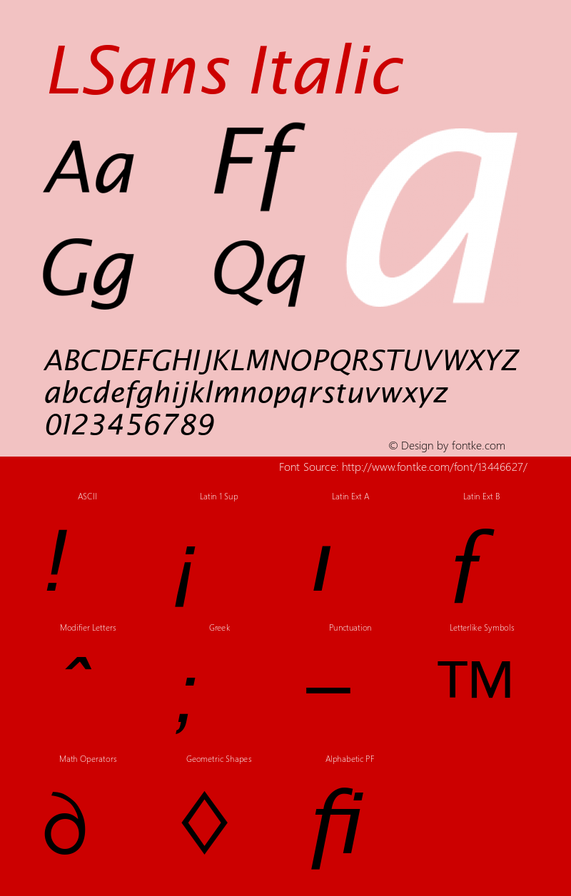 LSans Italic Version 4.00 April 17, 2007 Font Sample