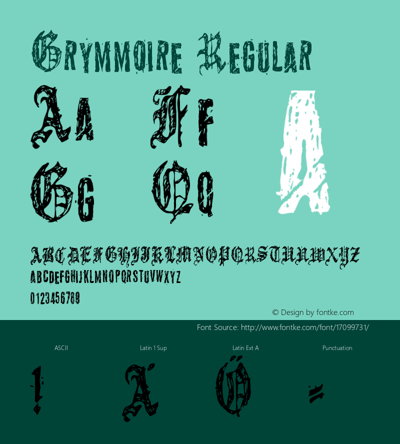 Grymmoire Regular Macromedia Fontographer 4.1 2008.11.30. Font Sample