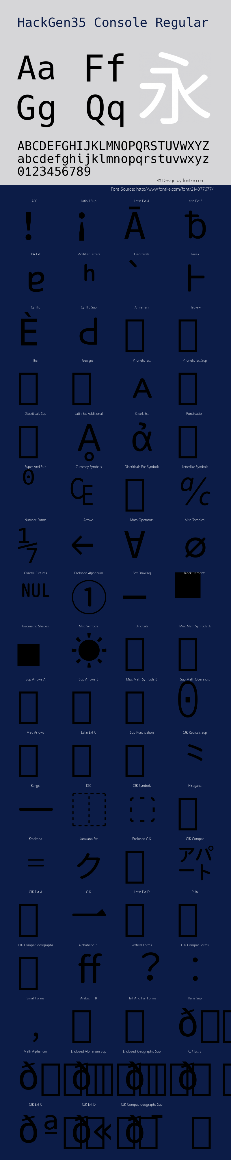 HackGen35 Console Regular Version 2.5.3 ; ttfautohint (v1.8.3) -l 6 -r 45 -G 200 -x 14 -D latn -f none -m 
