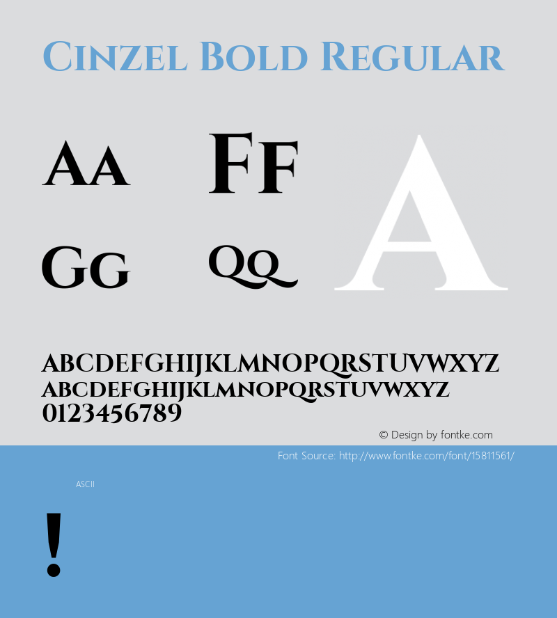Cinzel Bold Regular Version 1.001;PS 001.001;hotconv 1.0.56;makeotf.lib2.0.21325; ttfautohint (v1.4.1) Font Sample