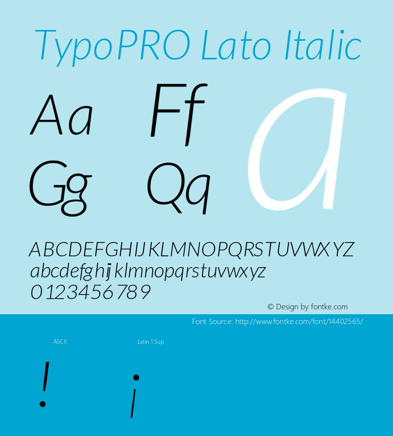 TypoPRO Lato Italic Version 1.105; Western+Polish opensource Font Sample