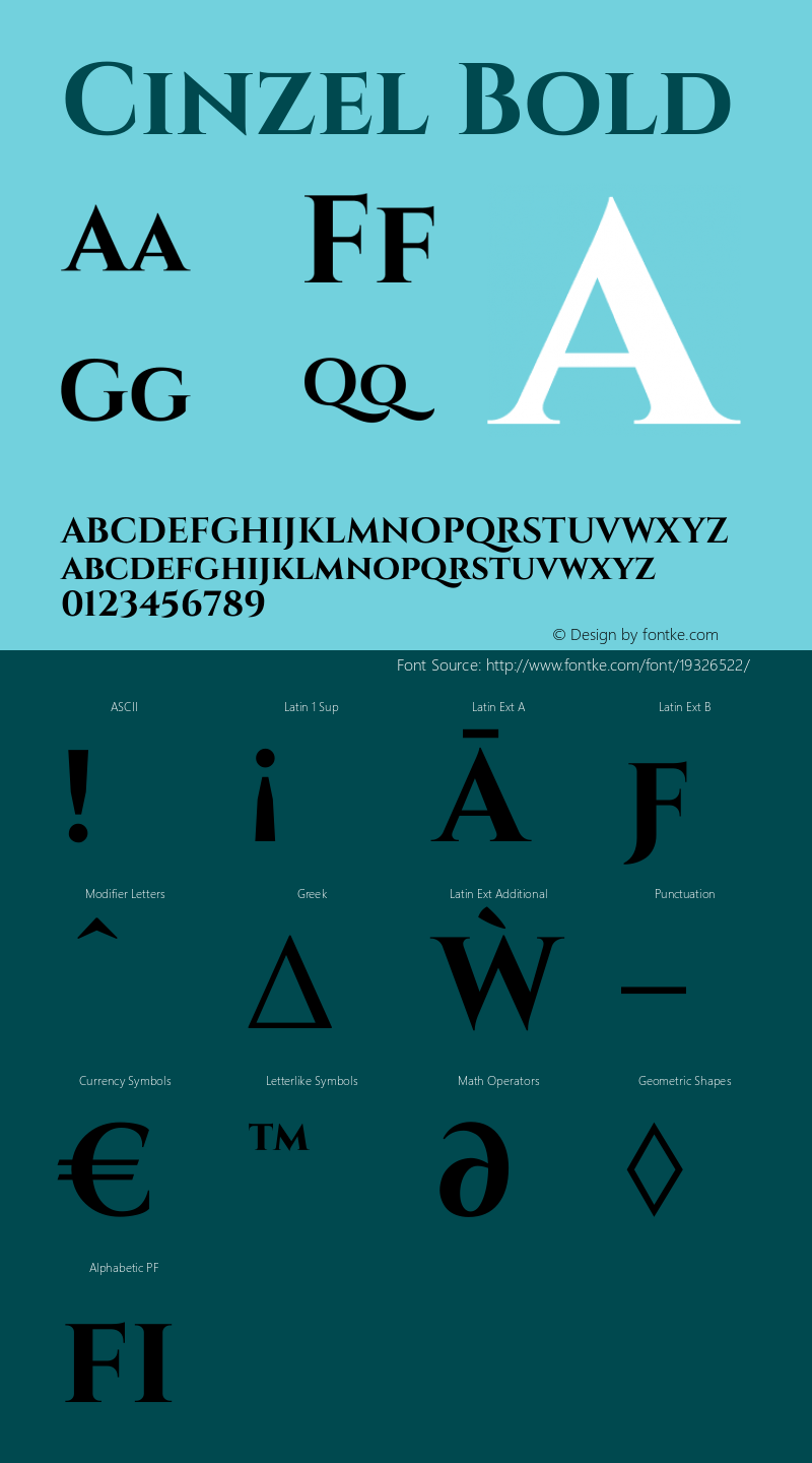 Cinzel Bold Version 1.002;PS 001.002;hotconv 1.0.56;makeotf.lib2.0.21325 Font Sample