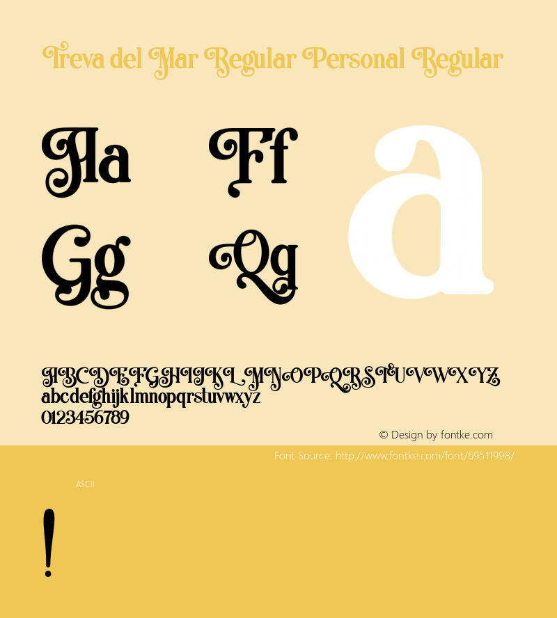 TrevadelMarRegularPersonalUseOnly 1.000 Font Sample