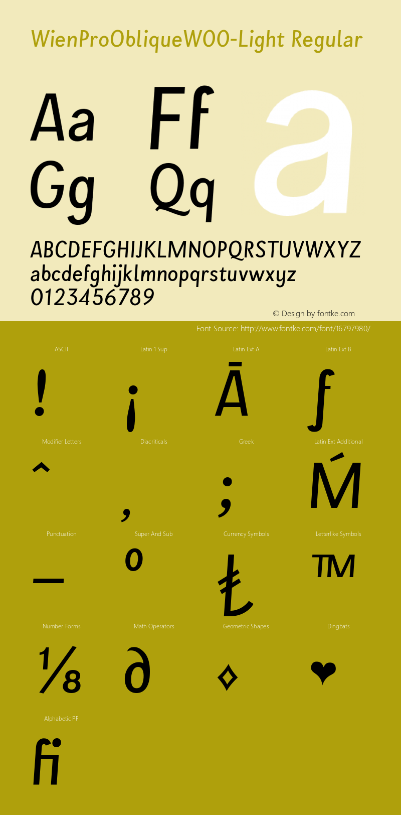 WienProObliqueW00-Light Regular Version 1.60 Font Sample