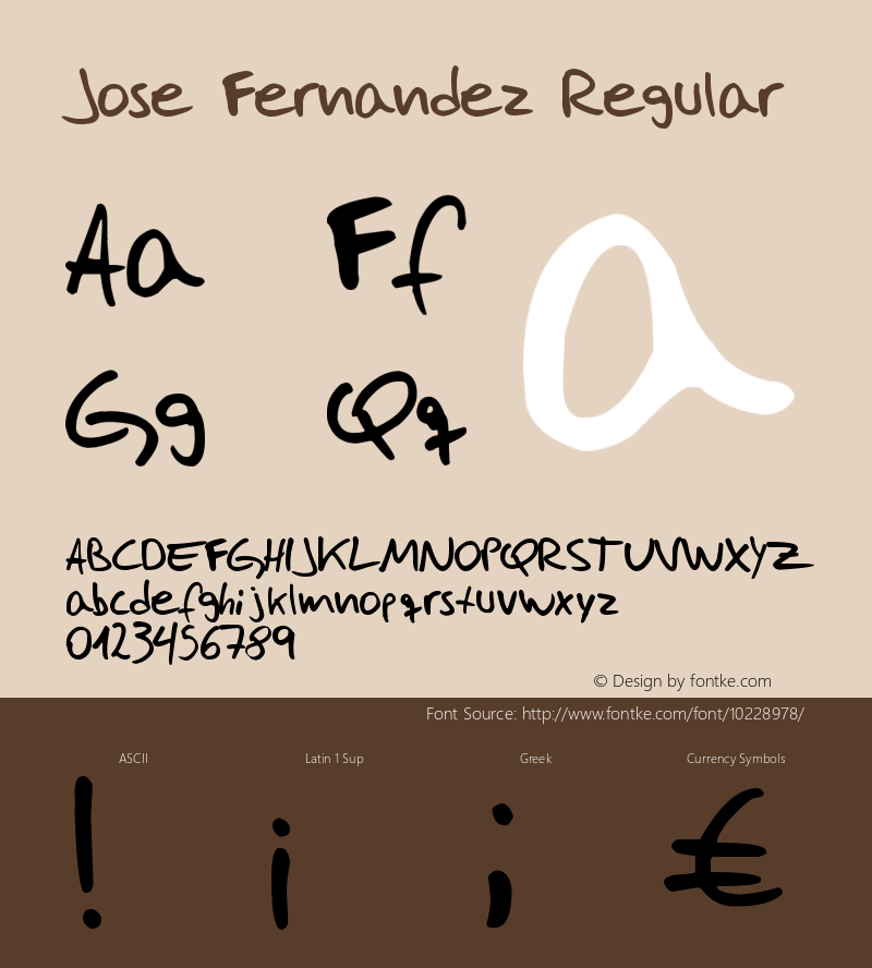 Jose Fernandez Regular Unknown Font Sample