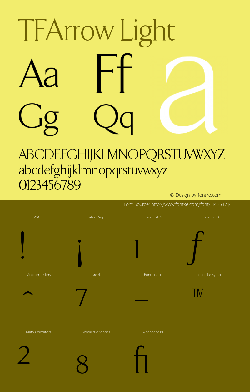 TFArrow Light Version 001.000 Font Sample