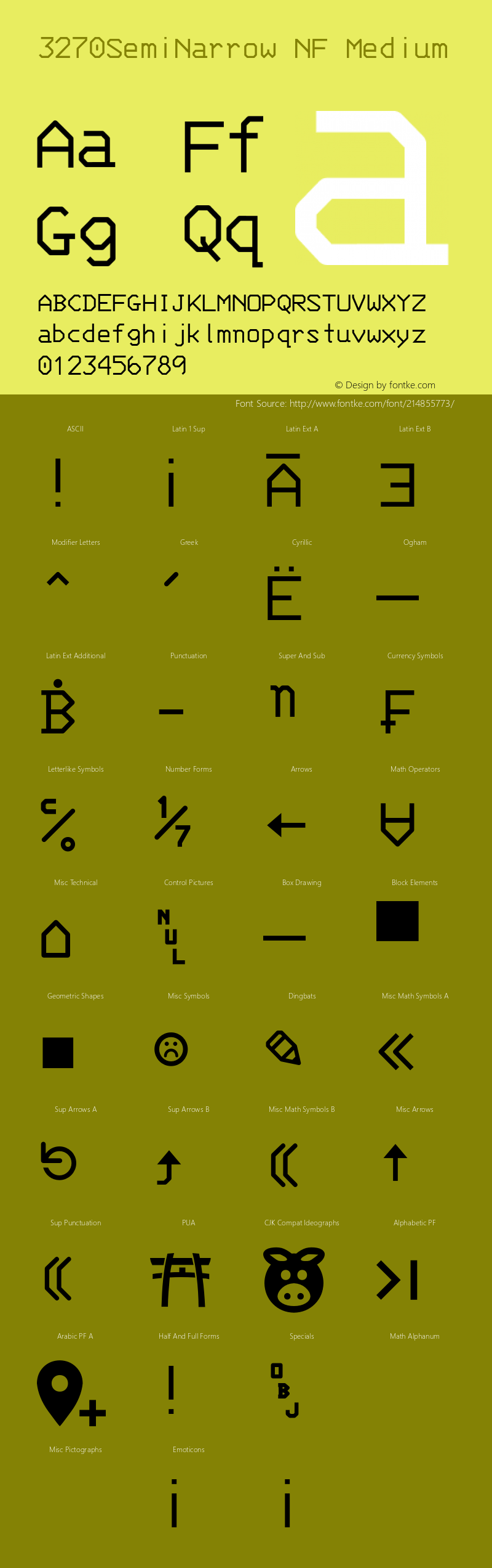 3270 Semi-Narrow Nerd Font Complete Windows Compatible Version 001.000;Nerd Fonts 2图片样张