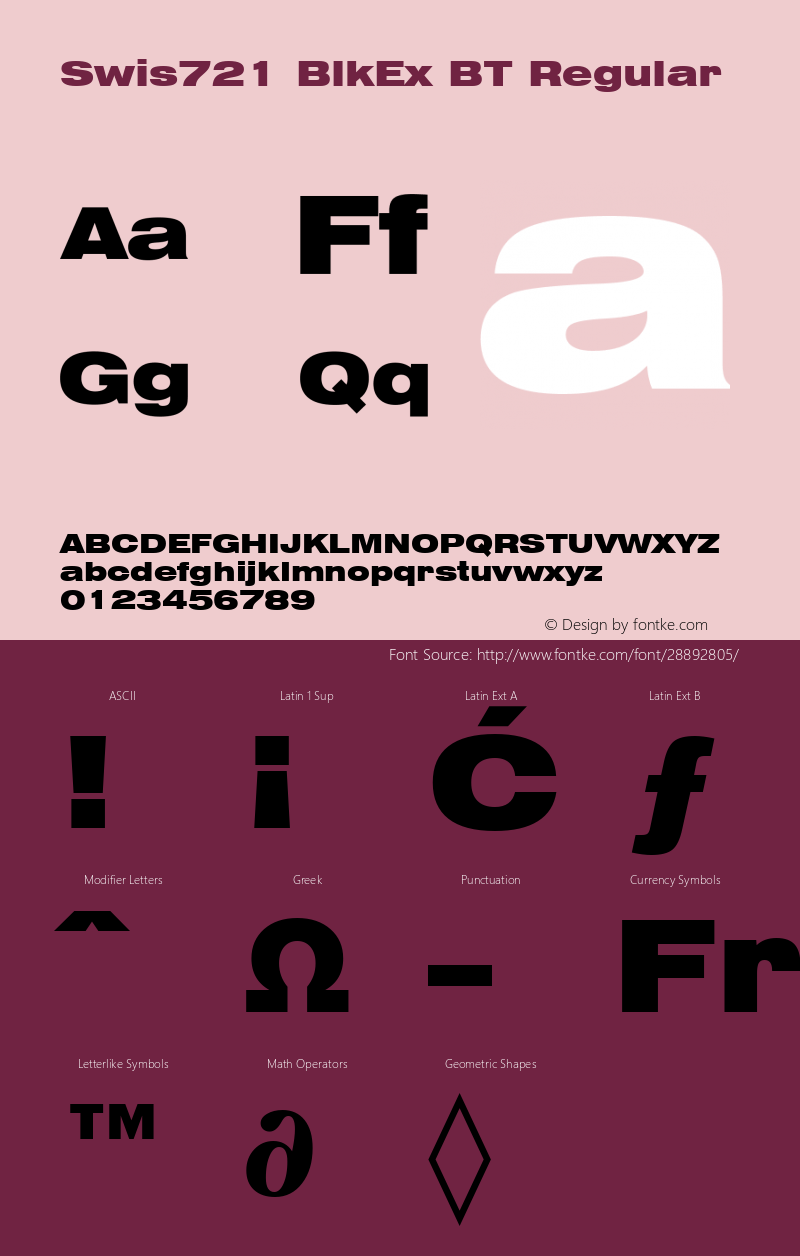 Swiss 721 Black Extended BT mfgpctt-v4.4 Dec 22 1998 Font Sample