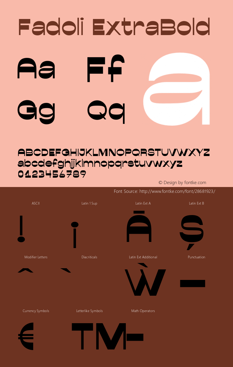 Fadoli ExtraBold Version 1.000;PS 001.000;hotconv 1.0.88;makeotf.lib2.5.64775 Font Sample