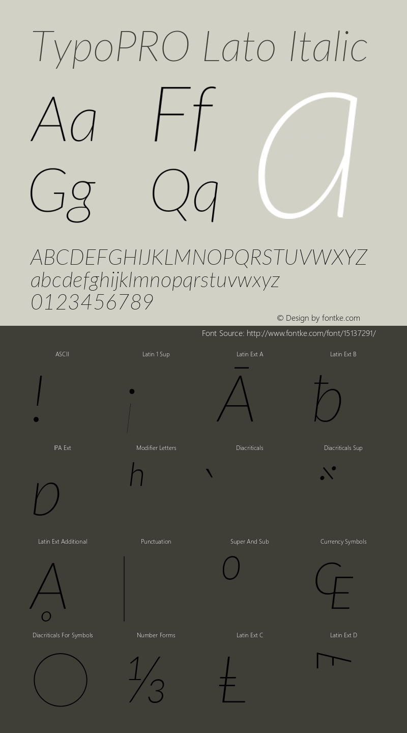 TypoPRO Lato Italic Version 2.010; 2014-09-01; http://www.latofonts.com/ Font Sample