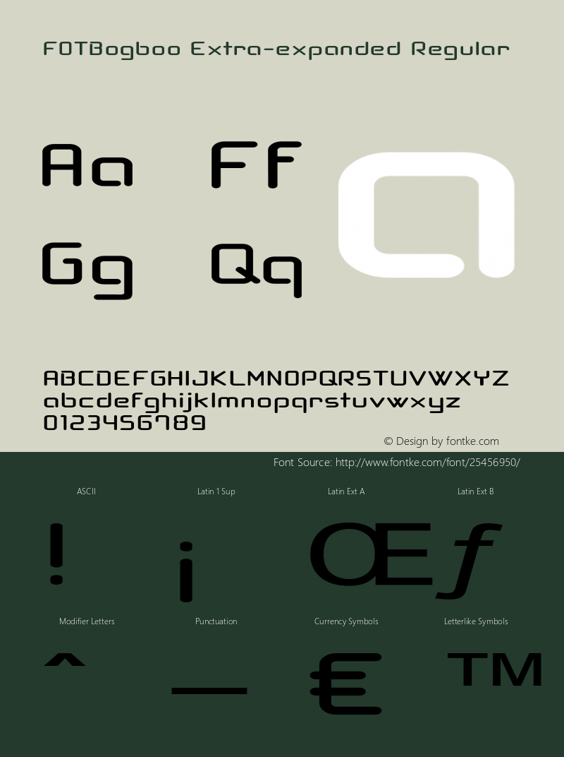 FOTBogboo-ExtraexpandedRegular Version 1.000 Font Sample