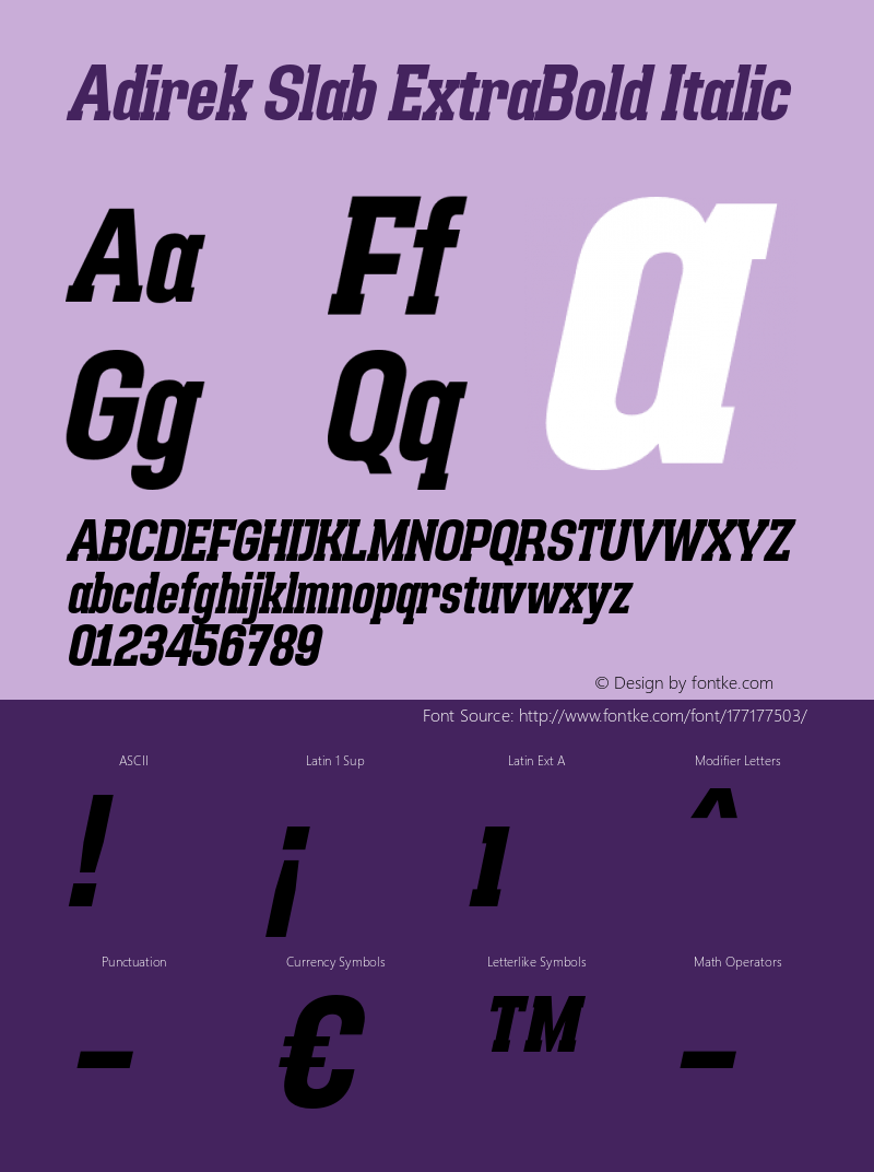 Adirek Slab ExtraBold Italic Version 1.00图片样张