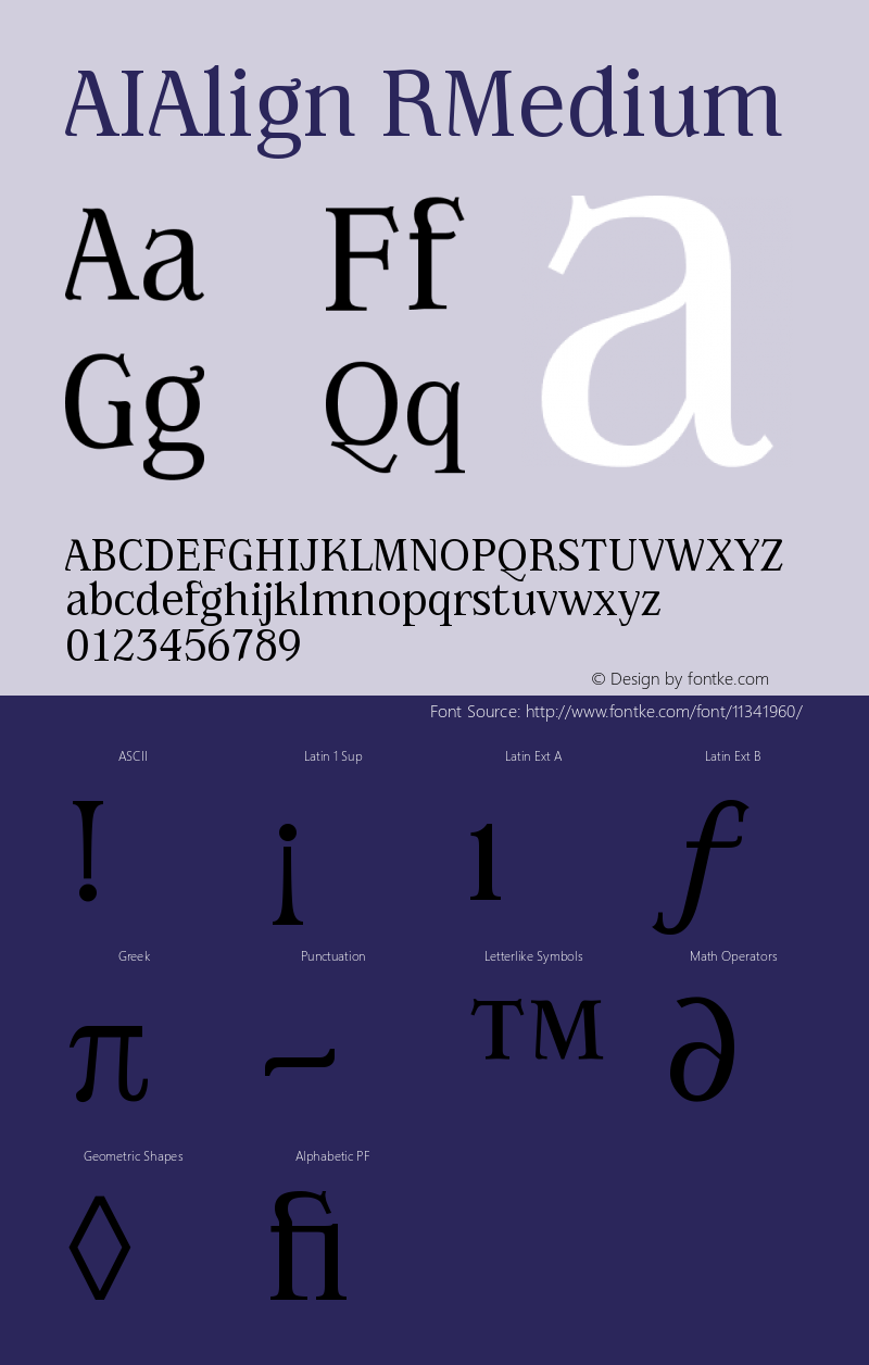 AIAlign RMedium Version 001.000 Font Sample