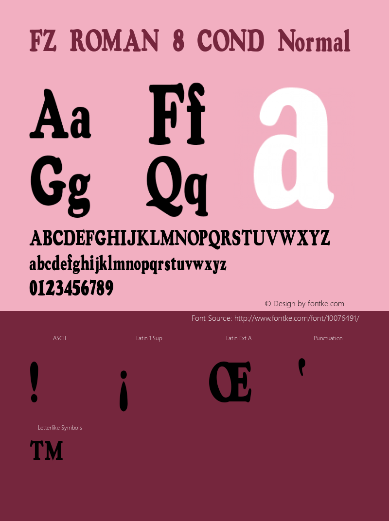 FZ ROMAN 8 COND Normal 1.000 Font Sample