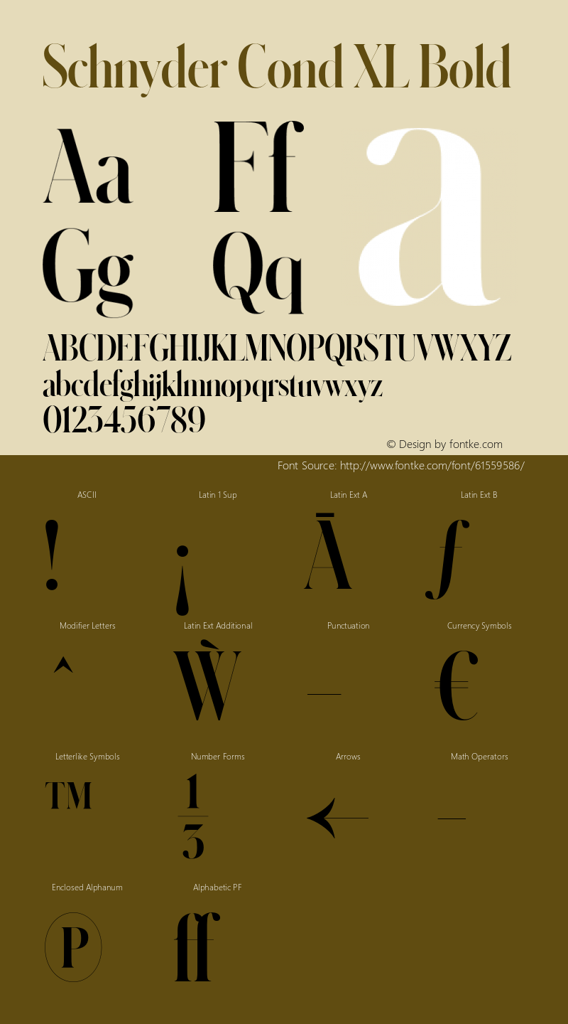 SchnyderCondXL-Bold Version 1.001 Font Sample