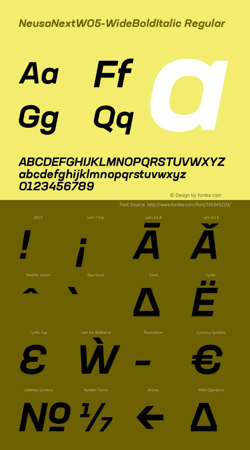 Neusa Next W05 Wide Bold Italic Version 1.20 Font Sample
