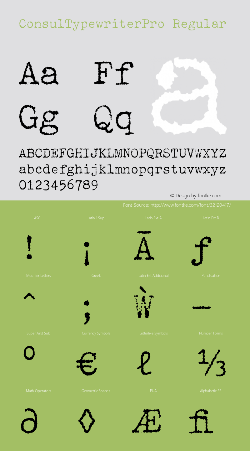 ConsulTypewriterPro Version 2.001 Font Sample