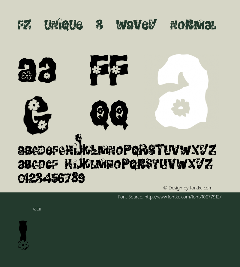 FZ UNIQUE 3 WAVEY Normal 1.000 Font Sample