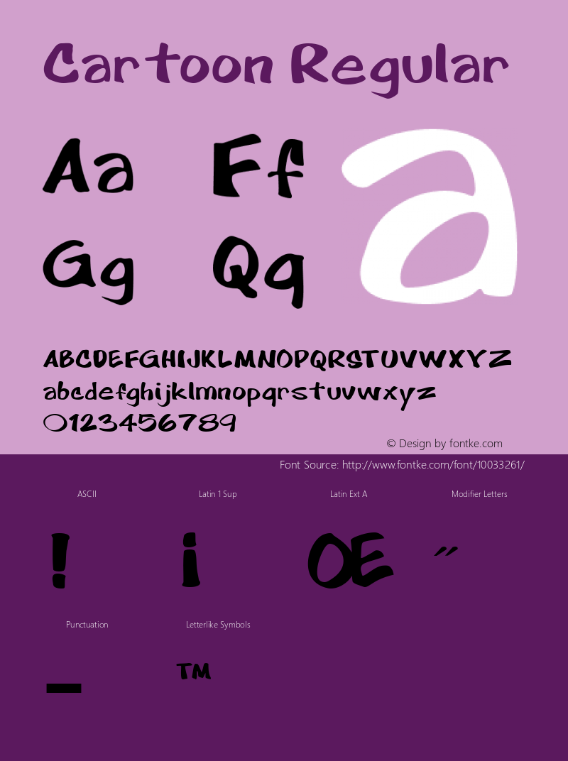 Cartoon Regular Altsys Fontographer 3.5  5/26/93 Font Sample