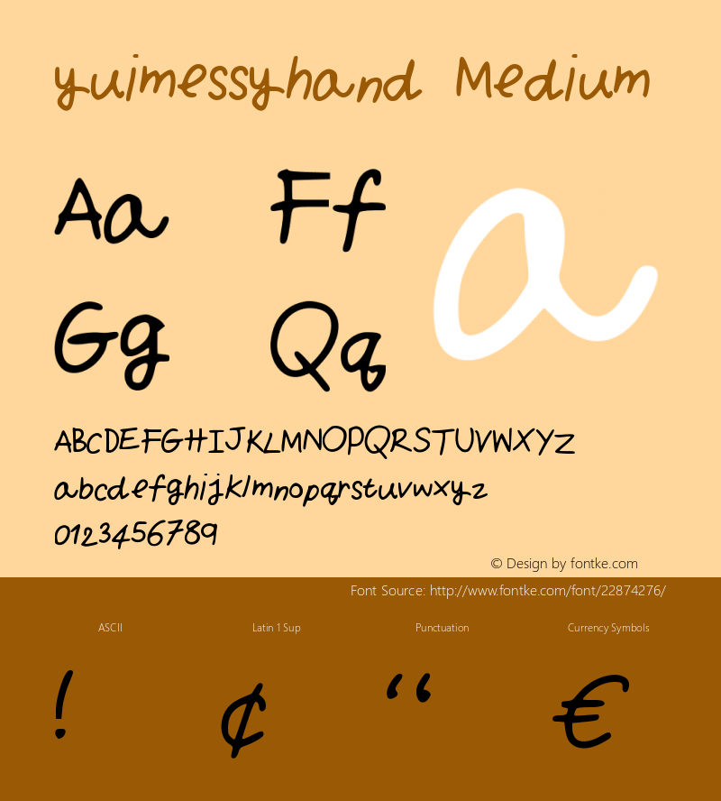 yuimessyhand Version 001.000 Font Sample