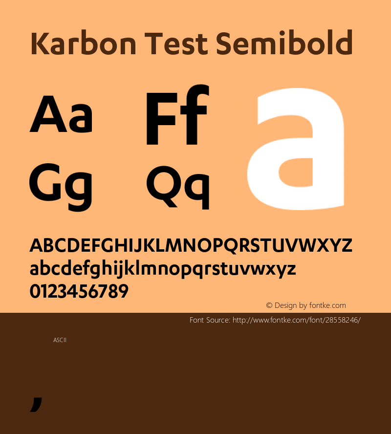 Karbon Semibold Test Regular Version 1.1 Font Sample