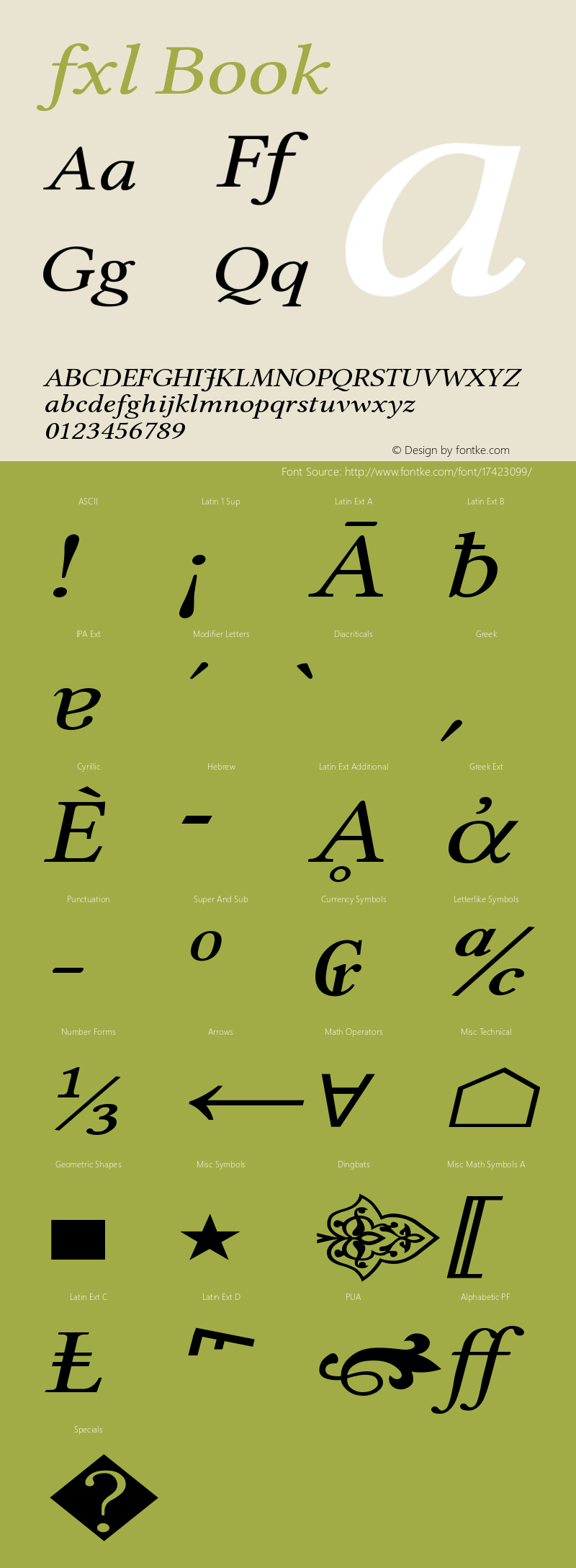 fxl Book Version 5.1.1 Font Sample