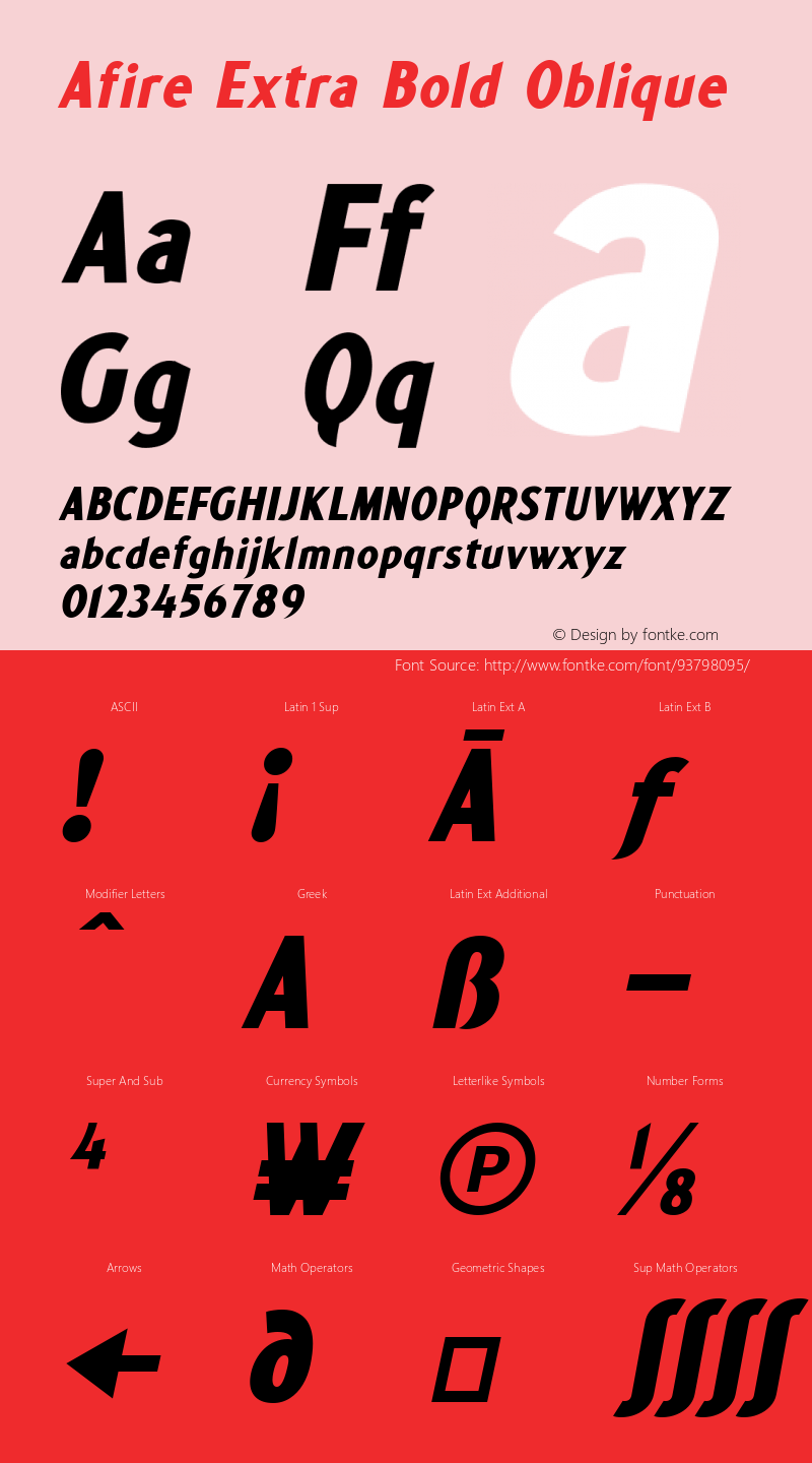 Afire Extra Bold Oblique 1.0 2020 Font Sample