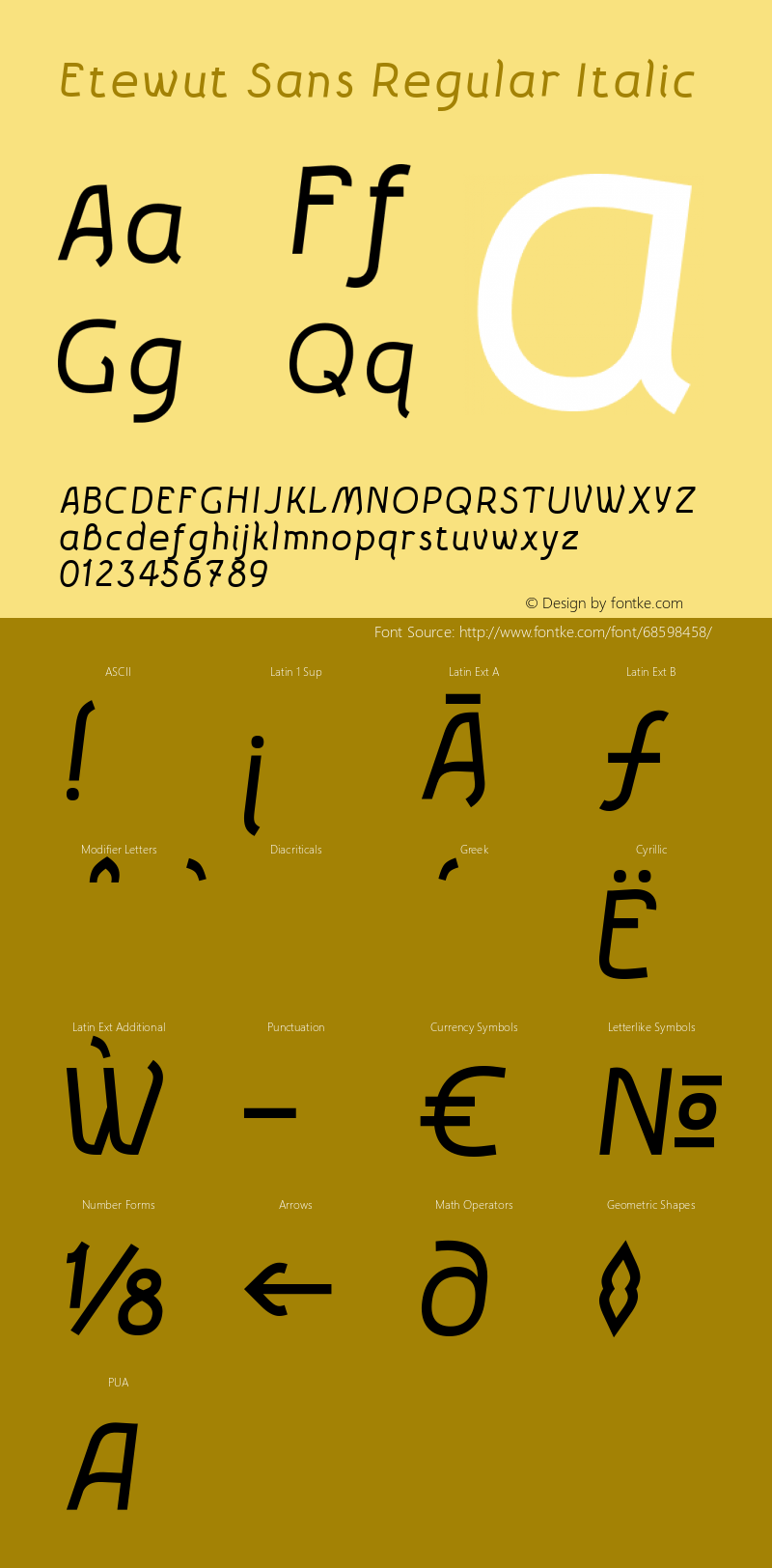 EtewutSans-Italic Version 1.000 | wf-rip DC20190405 Font Sample