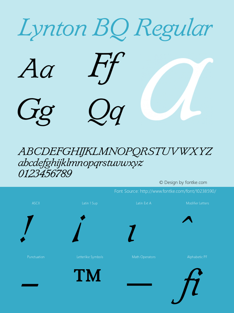 Lynton BQ Regular 001.000 Font Sample