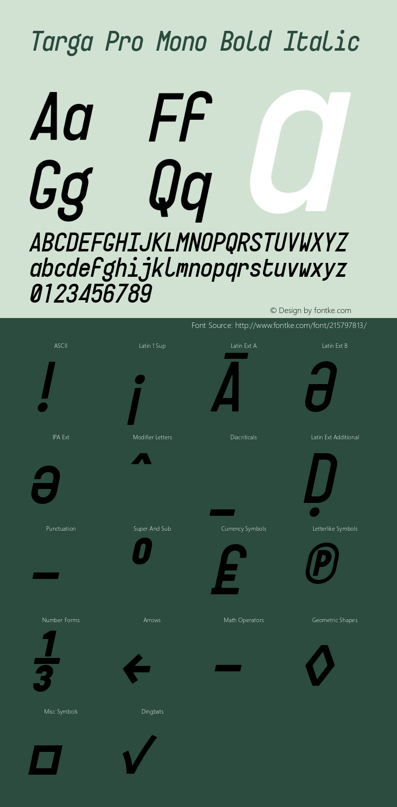 Targa Pro Mono Bold Italic Version 3.003图片样张