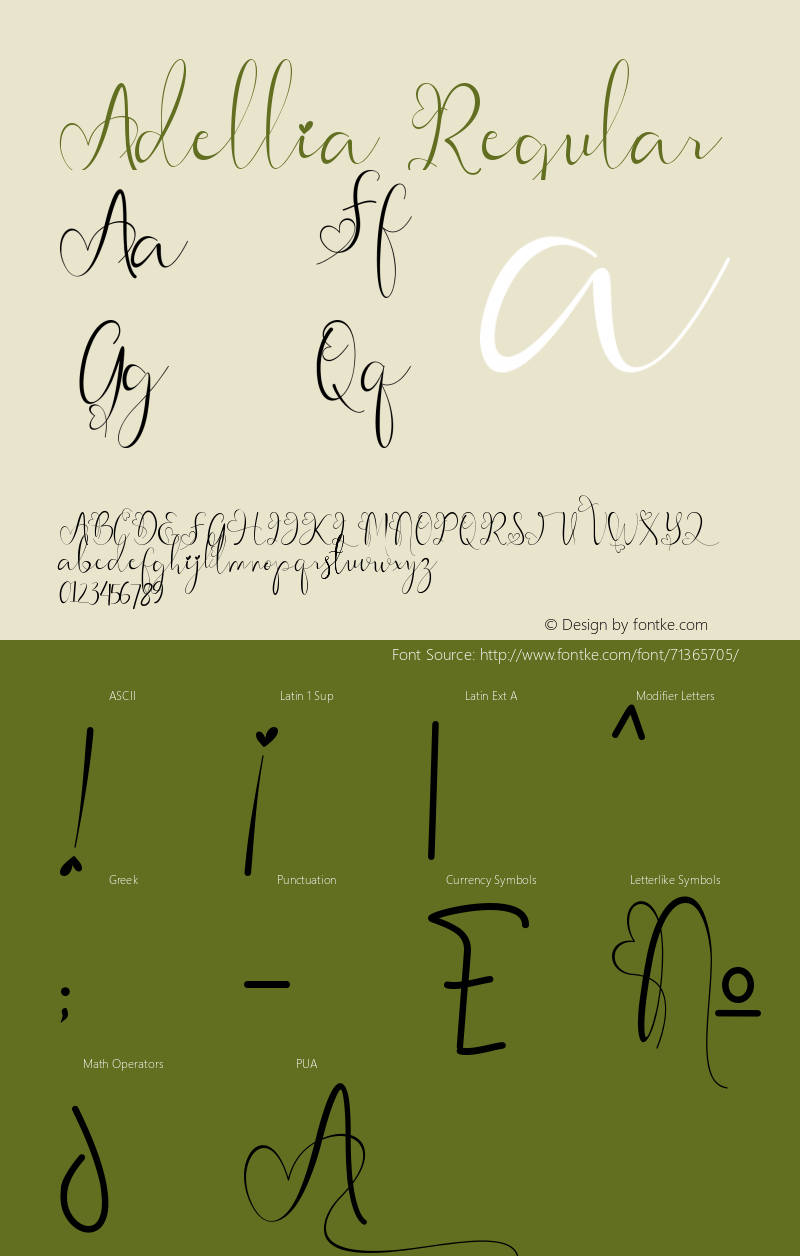 Adellia Version 1.00;August 3, 2020;FontCreator 11.5.0.2430 64-bit Font Sample