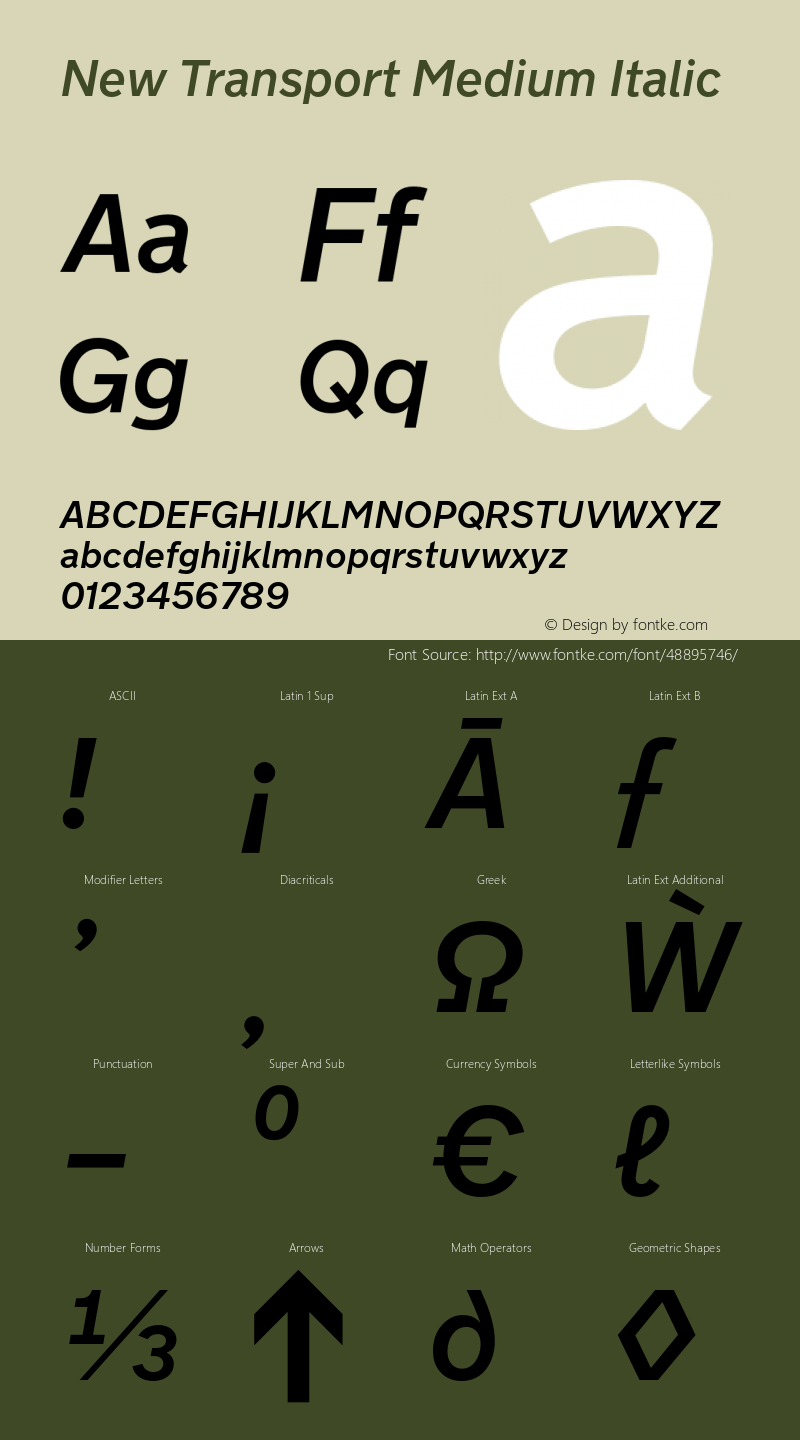 NewTransport-MediumItalic 1.1 Font Sample